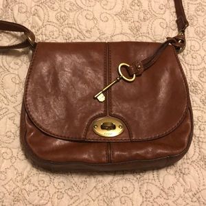 Fossil saddle brown adjustable leather crossbody